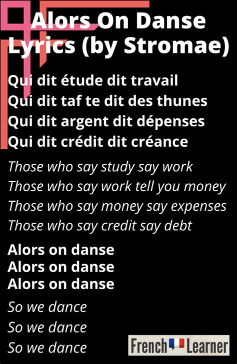 alors dance letra|alors on danse parole.